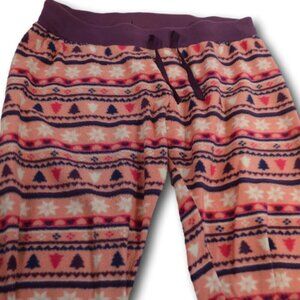 Free Press Fleece Snowflake & Trees Pink Pajama Pants Size:L
